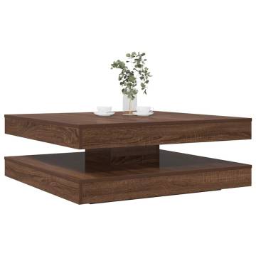  Coffee Table 360-Degree Rotatable Brown Oak 90x90x34.5 cm