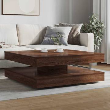  Coffee Table 360-Degree Rotatable Brown Oak 90x90x34.5 cm