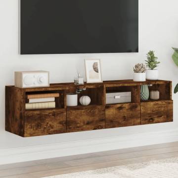 TV Wall Cabinets 2 pcs Smoked Oak 60x30x30 cm Engineered Wood