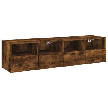 TV Wall Cabinets 2 pcs Smoked Oak 60x30x30 cm Engineered Wood