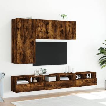 TV Wall Cabinets 2 pcs Smoked Oak 60x30x30 cm Engineered Wood