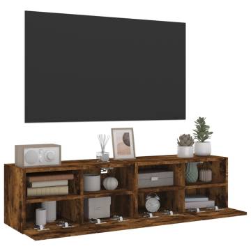 TV Wall Cabinets 2 pcs Smoked Oak 60x30x30 cm Engineered Wood