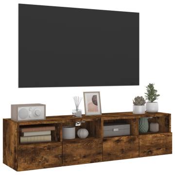 TV Wall Cabinets 2 pcs Smoked Oak 60x30x30 cm Engineered Wood