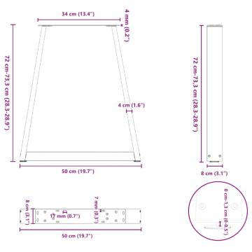  Coffee Table Legs V-Shape 2 pcs Anthracite 50x(72-73) cm Steel