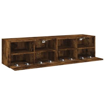 TV Wall Cabinets 2 pcs Smoked Oak 60x30x30 cm Engineered Wood