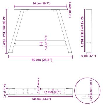  Coffee Table Legs A-Shaped 2 pcs Anthracite 60x(42-43) cm Steel