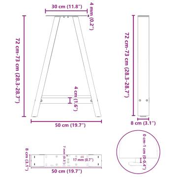  Coffee Table Legs A-Shaped 2 pcs Anthracite 50x(72-73) cm Steel