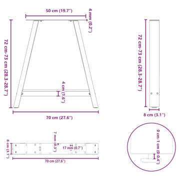  Coffee Table Legs A-Shaped 2 pcs Black 70x(72-73) cm Steel