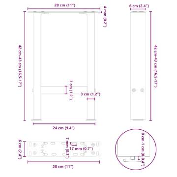  Coffee Table Legs Anthracite 2 pcs 28x(42-43) cm Steel