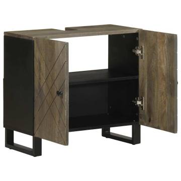  Sink Cabinet Black 62x33x58 cm Solid Wood Mango