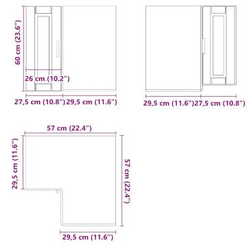  Kitchen Wall Corner Cabinet Porto Black Engineered Wood