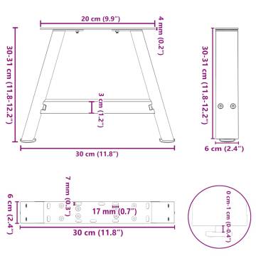  Coffee Table Legs A-Shaped 2 pcs Black 30x(30-31) cm Steel