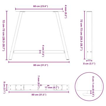  Coffee Table Legs A-Shaped 2 pcs Black 90x(72-73) cm Steel