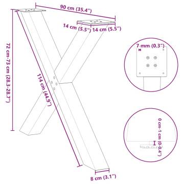  Dining Table Legs X-Shaped 2 pcs Anthracite 90x(72-73) cm Steel