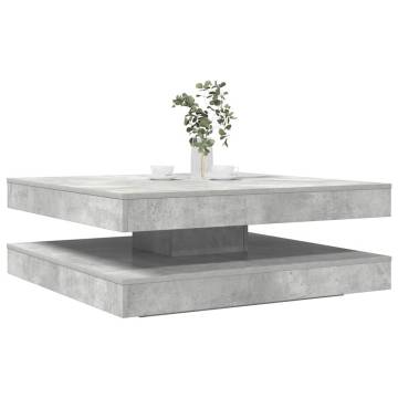  Coffee Table 360-Degree Rotatable Concrete Grey 90x90x34.5 cm