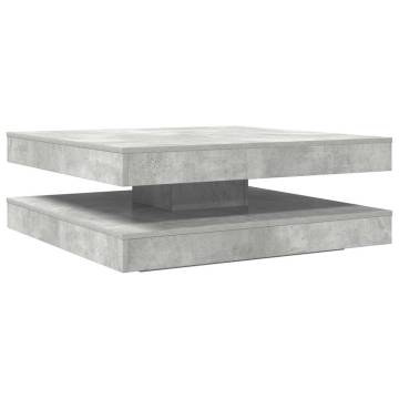  Coffee Table 360-Degree Rotatable Concrete Grey 90x90x34.5 cm