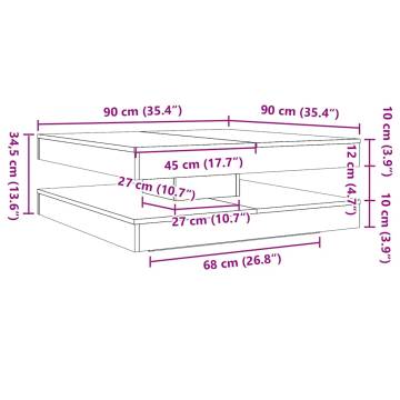  Coffee Table 360-Degree Rotatable Concrete Grey 90x90x34.5 cm