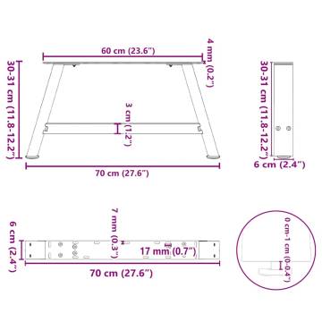  Coffee Table Legs A-Shaped 2 pcs Black 70x(30-31) cm Steel