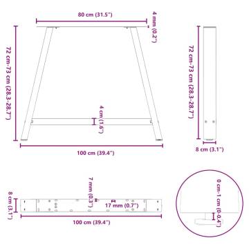  Coffee Table Legs A-Shaped 2 pcs Black 100x(72-73) cm Steel