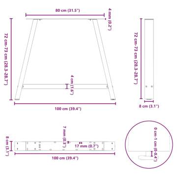  Coffee Table Legs A-Shaped 2 pcs Anthracite 100x(72-73) cm Steel