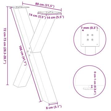  Dining Table Legs X-Shaped 2 pcs Anthracite 80x(72-73) cm Steel