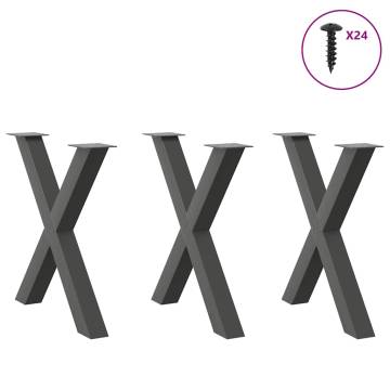  Dining Table Legs X-Shaped 3 pcs Anthracite 80x(72-73) cm Steel