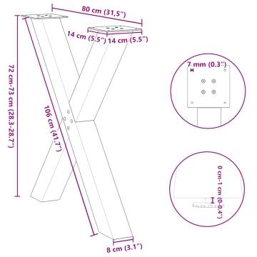  Dining Table Legs X-Shaped 3 pcs Anthracite 80x(72-73) cm Steel