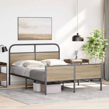  Bed Frame without Mattress 120x190 cm Sonoma Oak Engineered Wood