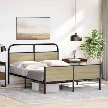  Bed Frame without Mattress 140x190 cm Sonoma Oak Engineered Wood