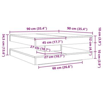  Coffee Table 360-Degree Rotatable White 90x90x34.5 cm