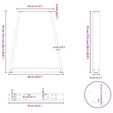  Coffee Table Legs V-Shape 2 pcs Anthracite 60x(72-73) cm Steel