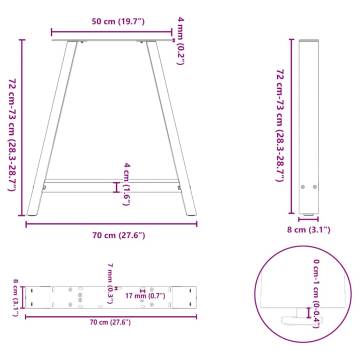  Coffee Table Legs A-Shaped 2 pcs Anthracite 70x(72-73) cm Steel