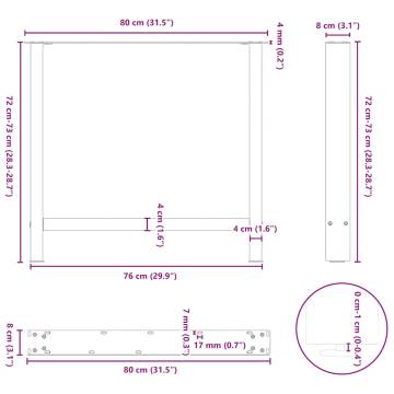  Coffee Table Legs Anthracite 2 pcs 80x(72-73) cm Steel