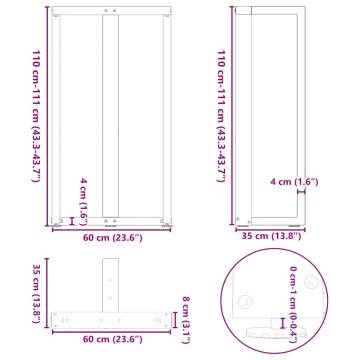  Bar Table Legs T-Shaped 2 pcs Black 60x35x(111-112) cm Steel