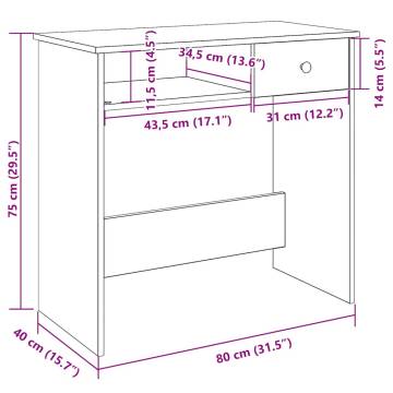  Desk Concrete Grey 80x40x75 cm Engineered Wood