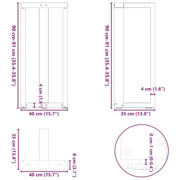  Bar Table Legs T-Shaped 2 pcs Black 40x35x(91-92) cm Steel