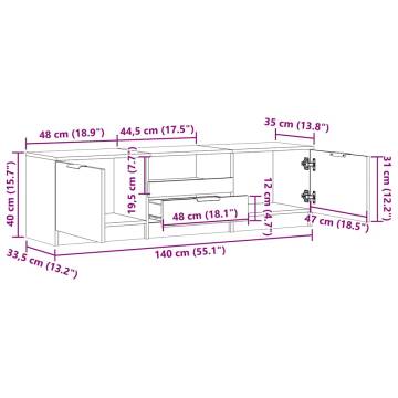  TV Cabinet Old Wood 140x35x40 cm Engineered Wood