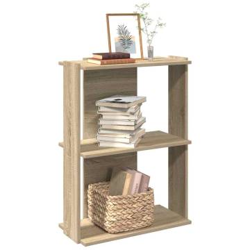  Bookcase 3-Tier Sonoma Oak 60x30x80 cm Engineered Wood