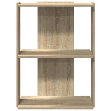  Bookcase 3-Tier Sonoma Oak 60x30x80 cm Engineered Wood