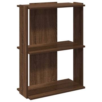  Bookcase 3-Tier Brown Oak 60x30x80 cm Engineered Wood