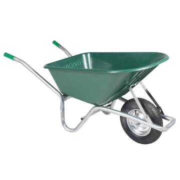  Wheelbarrow Green 90 L 150 kg Galvanised Steel and Plastic