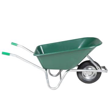  Wheelbarrow Green 90 L 150 kg Galvanised Steel and Plastic