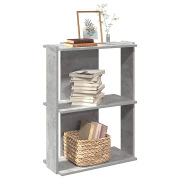  Bookcase 3-Tier Concrete Grey 60x30x80 cm Engineered Wood