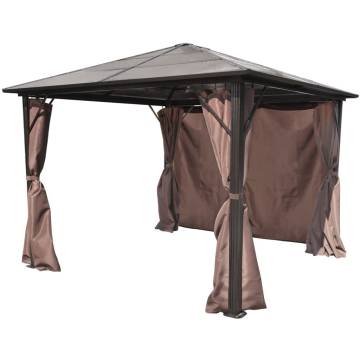 Gazebo with Curtain Brown Aluminium 300 x 300 cm