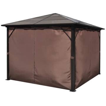 Gazebo with Curtain Brown Aluminium 300 x 300 cm