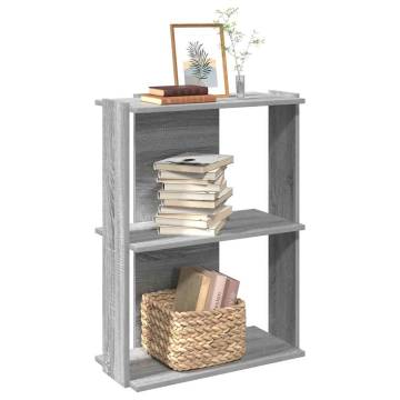  Bookcase 3-Tier Grey Sonoma 60x30x80 cm Engineered Wood