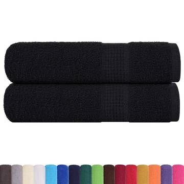  Hand Towels 2 pcs Black 50x100 cm 360 gsm 100% Cotton