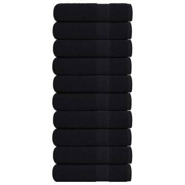  Hand Towels 10 pcs Black 50x100 cm 360 gsm 100% Cotton