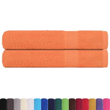  Towels 2 pcs Orange 100x200 cm 360 gsm 100% Cotton