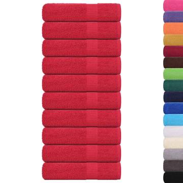  Bath Towels 10 pcs Red 100x150 cm 360 gsm 100% Cotton